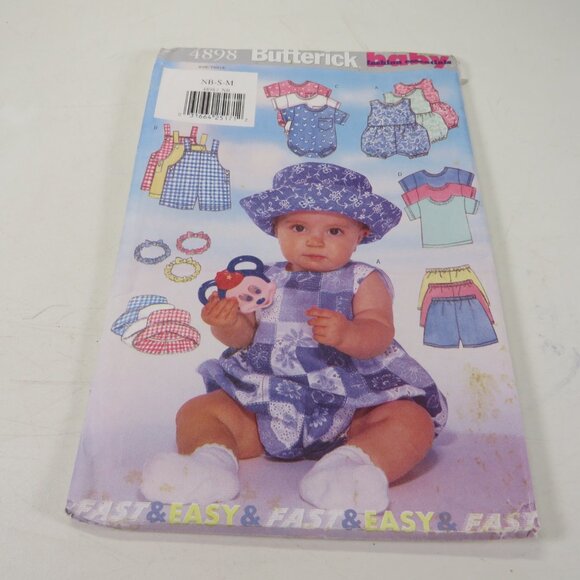 Butterick 4898 Clothing Pattern Sun Hat, Baby Romper, Overalls, Shirt, Shorts - Picture 2 of 8